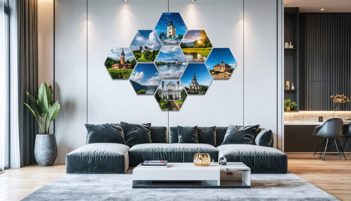 apportez une touche moderne et élégante à votre intérieur avec nos photos hexagonales au design contemporain, parfaites pour sublimer votre décoration.